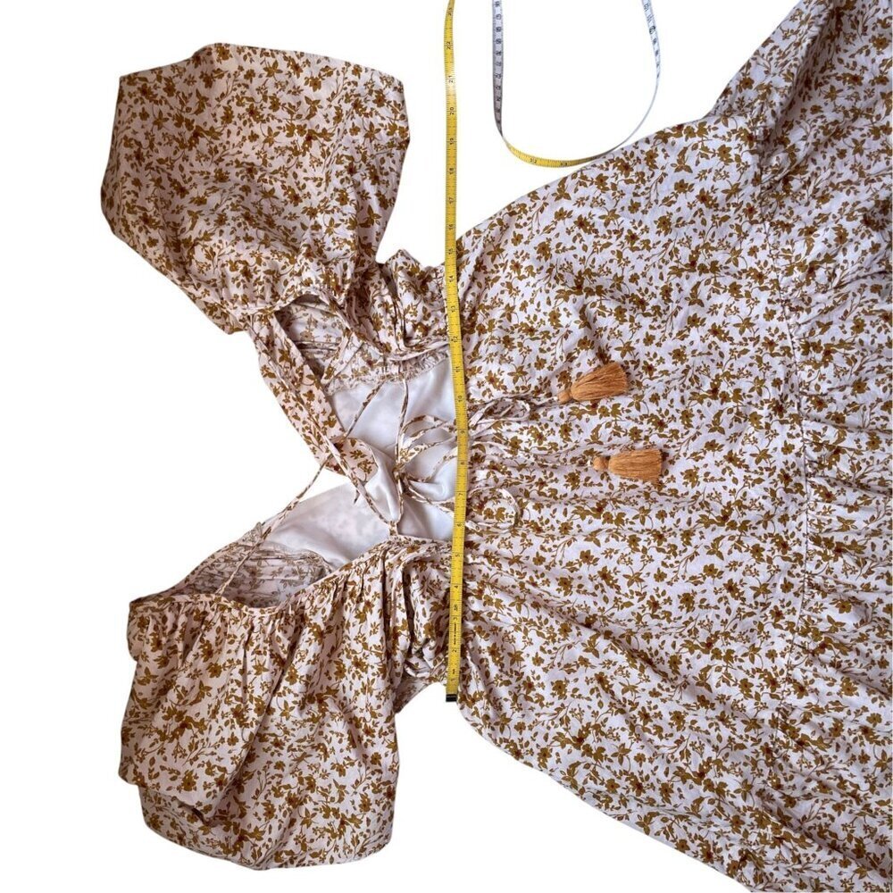 For Good Floral Flutter Sleeve Mini Dress With V-Neckline & Lace-Up Back - Picture 11 of 16